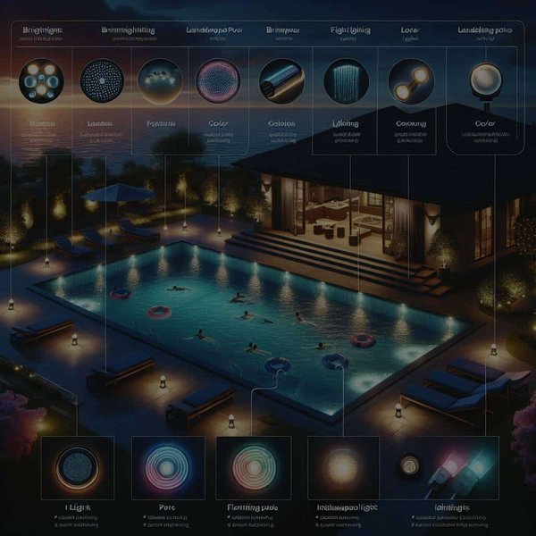 Quelles sont les options pour un système d'éclairage de piscine qui allie sécurité et esthétique pour les baignades nocturnes ?